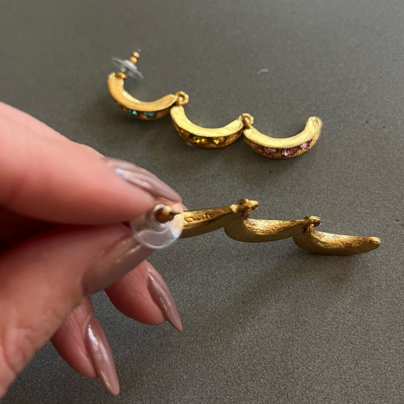 Stunning Multicolor Crystal Oscar De La Renta Earrings - Picture 6 of 7